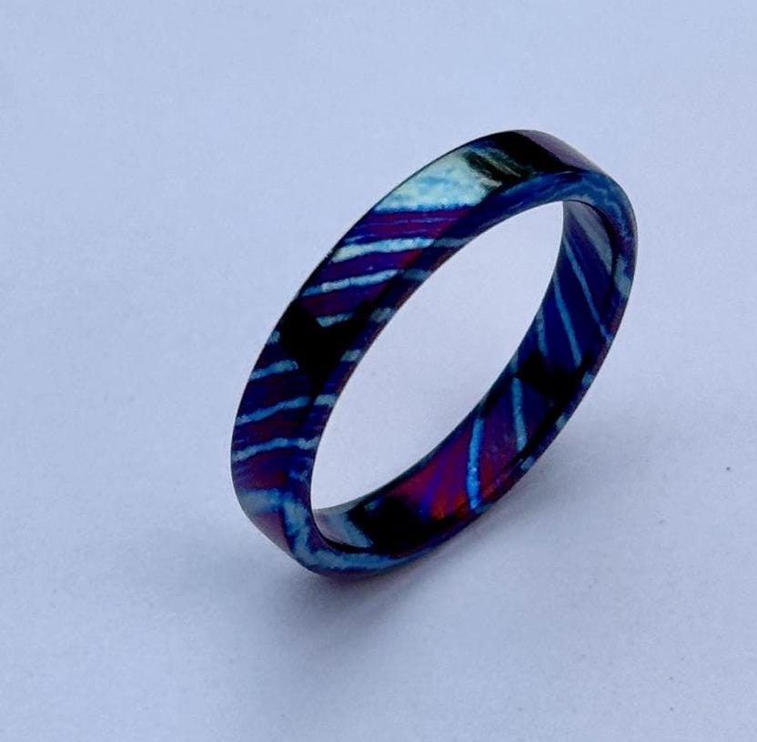 Timascus Wedding Band, Flat Colorful Timascus Steel Ring, Men's wedding Band, Engagement Ring, Gift for Him, Domed shape Timascus Ring My Store