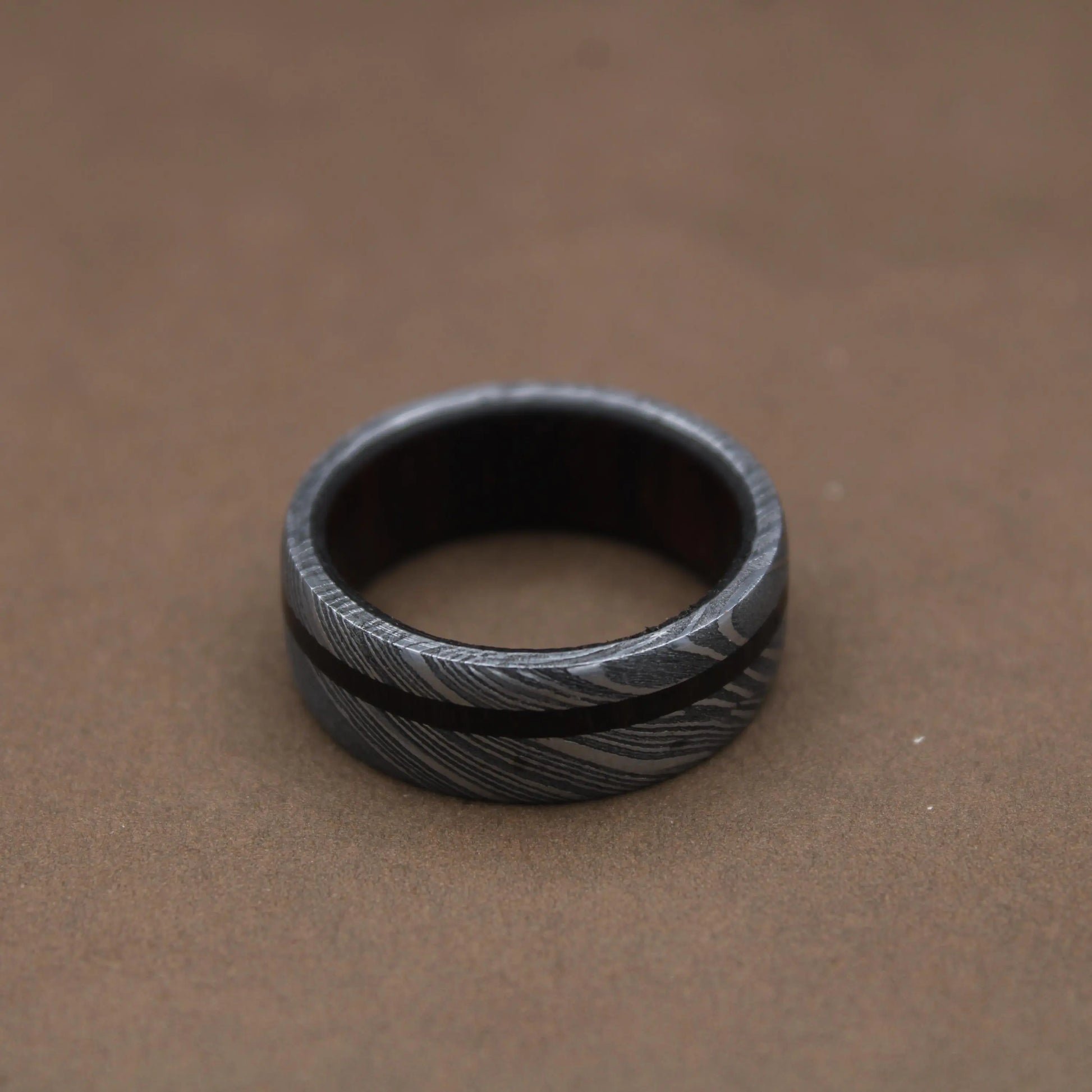 Damascus Steel Whiskey Barrel Wood Inlay Wedding Ring Damascus Steel Rings Wood Inlay Mens Promise Ring Engagement Ring Wedding Band My Store