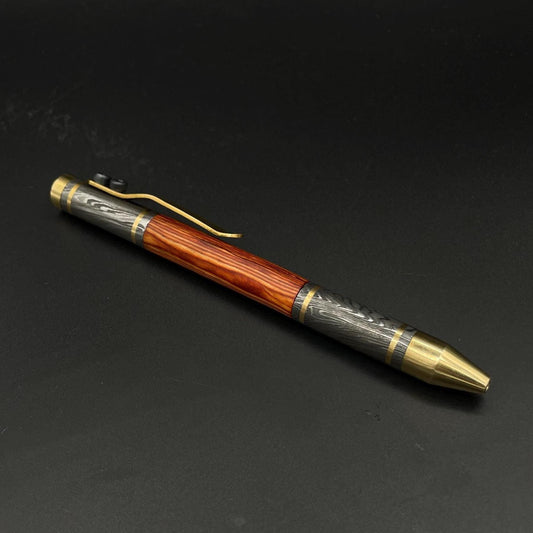Damascus Steel Pen, Exquisite Hand Forged Steel Pen, Splendor Damascus Steel Ballpoint with Pocket Clipper Retirement Gift, Personalized Pen Metalic Crafts