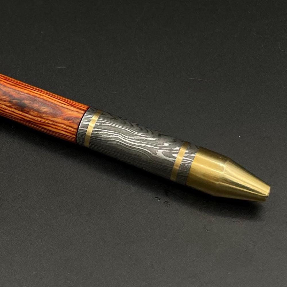 Damascus Steel Pen, Exquisite Hand Forged Steel Pen, Splendor Damascus Steel Ballpoint with Pocket Clipper Retirement Gift, Personalized Pen Metalic Crafts